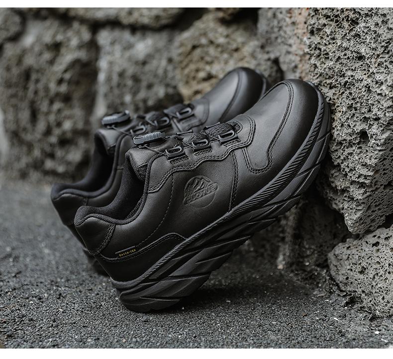 SUOYUE Urban Autumn/Winter Black Low-Top Lace-Up Waterproof Commuter Casual Leather Shoes (Men) 25502BLACK-39
